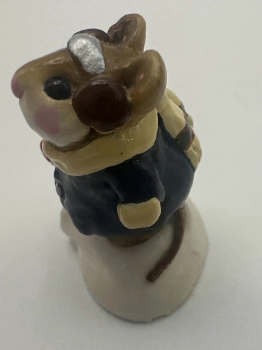 Wee Forest Folk HOLLY MOUSE Blue Coat M-087 Christmas 1982 Annette Petersen WFF